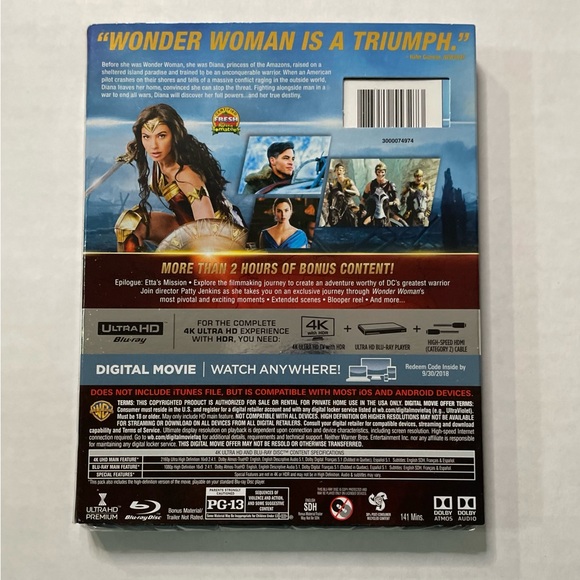 Wonder Woman 4K UHD Blu-ray Gal Gadot NEW 2017 - Picture 2 of 6